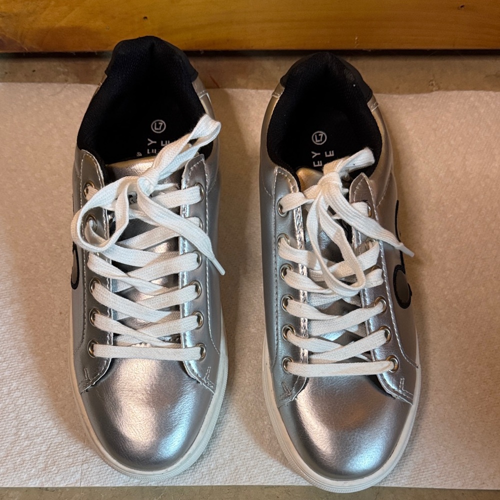 Disney Silver Sneakers with Black Mickey Mouse - Picture 2 of 9